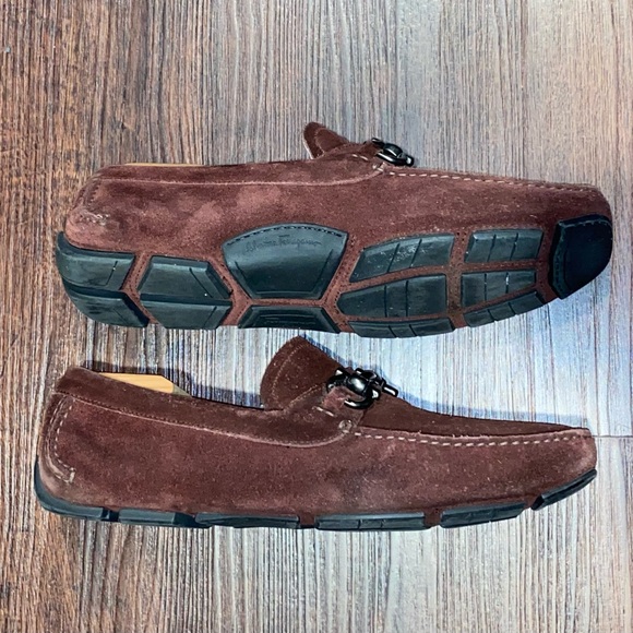SALVATORE FERRAGAMO SUEDE DRIVING LOAFERS MOCCASINS - Picture 8 of 11